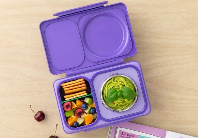 Pojemnik na lunch do szkoły Omie Box UP fioletowy zielony
